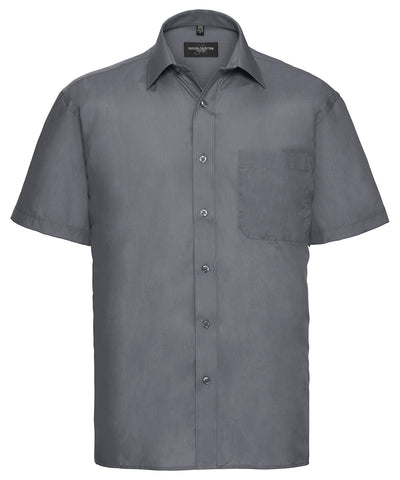 Camisa de popeln de polialgodn de manga corta fcil de cuidar | Convoy Grey