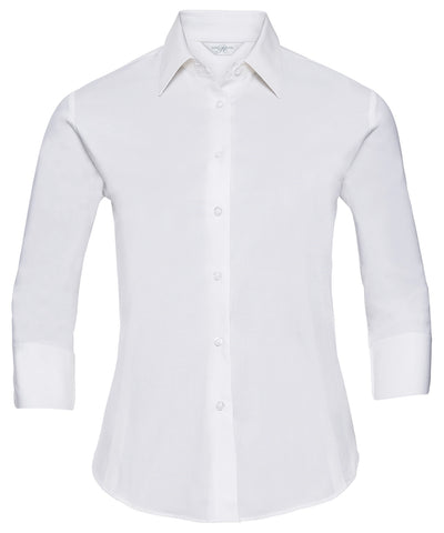 Camisa entallada de manga larga para mujer de fcil cuidado | Blanco