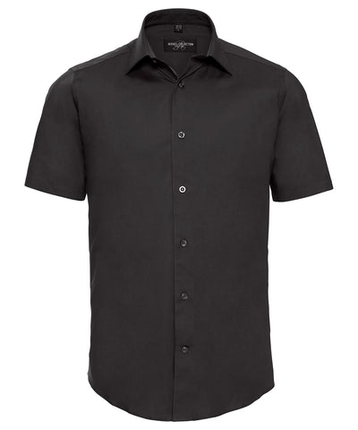 Camisa entallada de manga corta fcil de cuidar | Negro