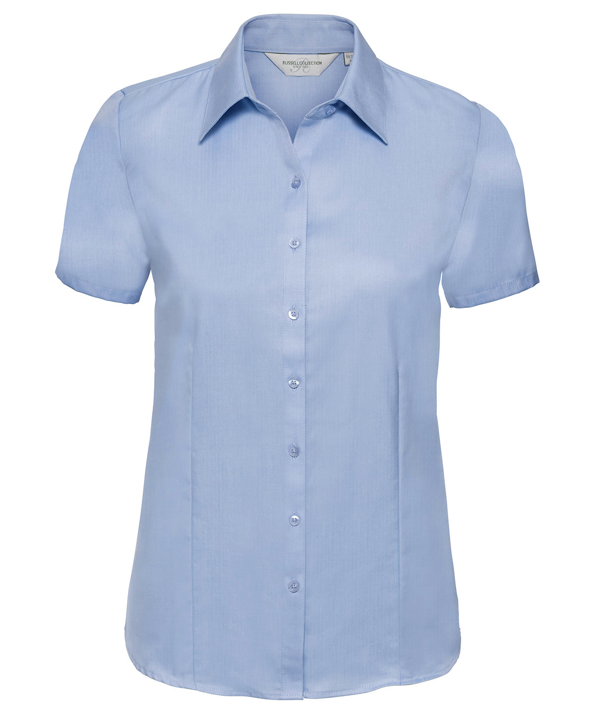 Camisa de manga corta de espiga para mujer | Azul Claro