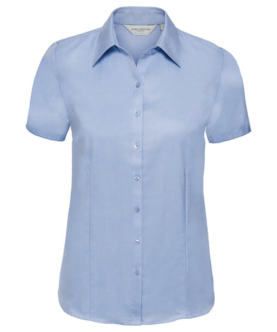 Camisa de manga corta de espiga para mujer | Azul Claro