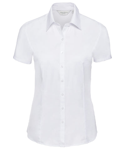 Camisa de manga corta de espiga para mujer | Blanco
