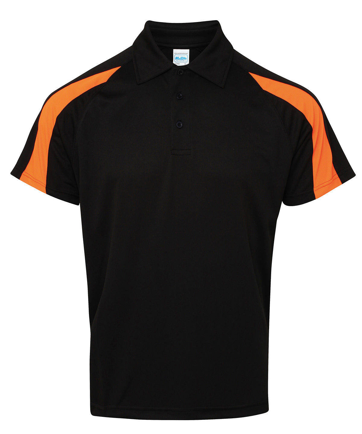 Polo fresco Contrast | Negro Azabache/Naranja Elctrico