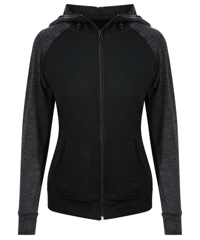 Sudadera con capucha de contraste para mujer Coolplus® | Negro/Gris Marengo