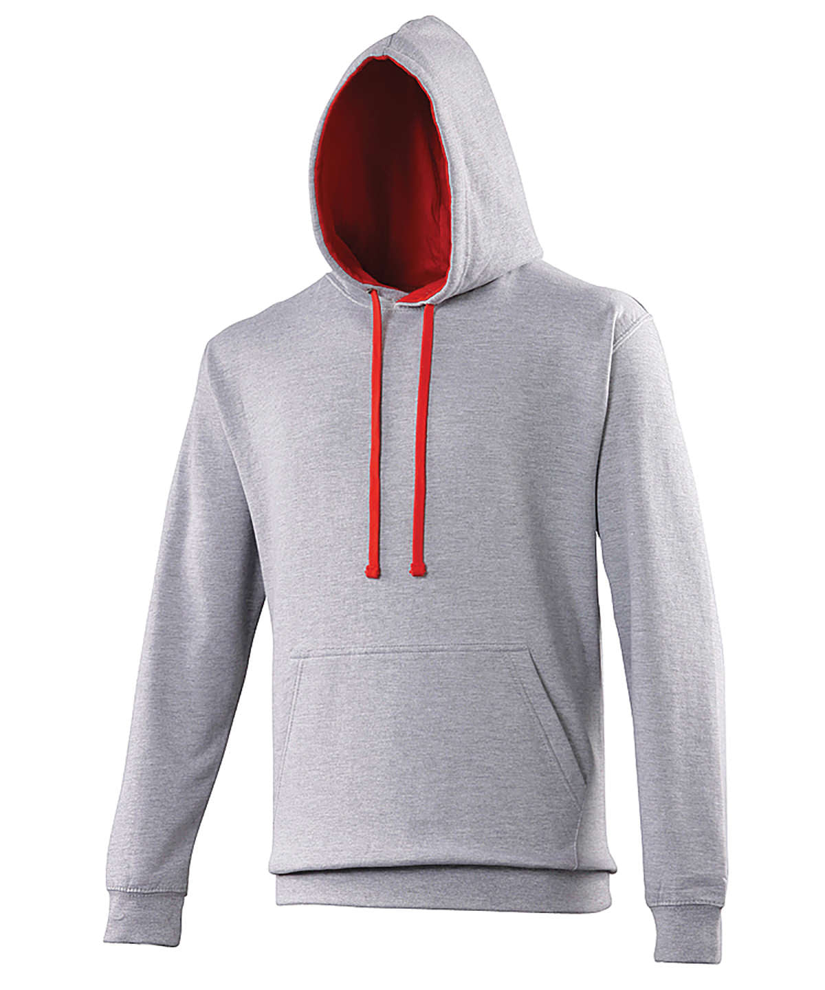 Sudadera avec capucha style universitaire | Gris Jaspeado/Rojo Fuego
