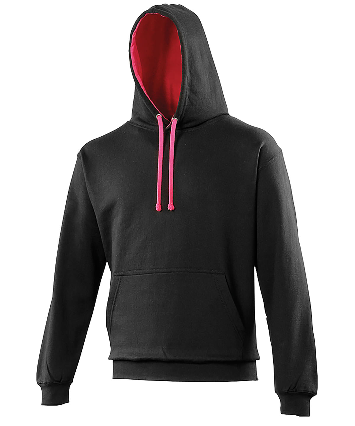 Sudadera con capucha estilo universitario | Negro Intenso/Rosa Fuerte