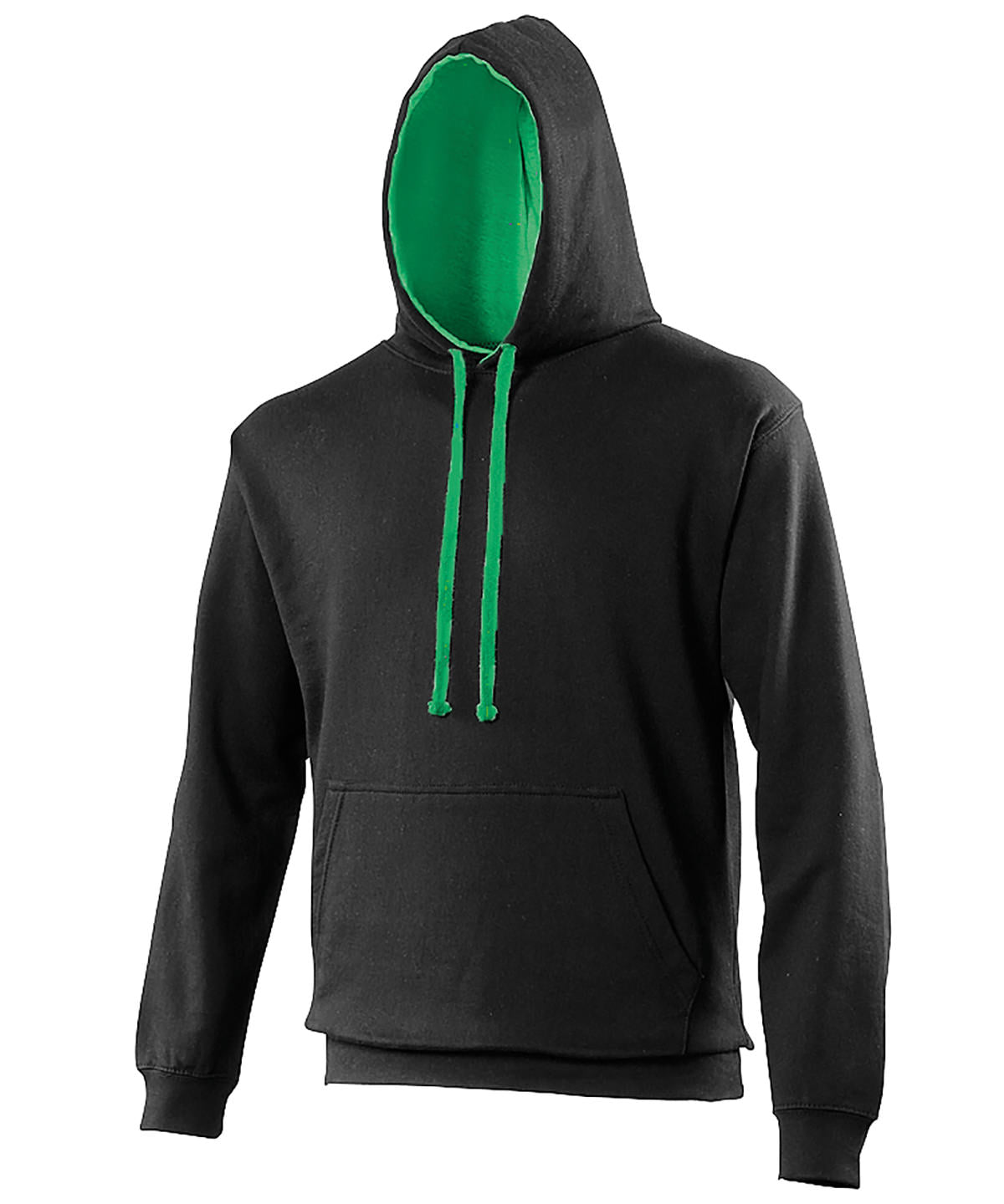 Sudadera con capucha estilo universitario | Negro Intenso/Verde Kelly