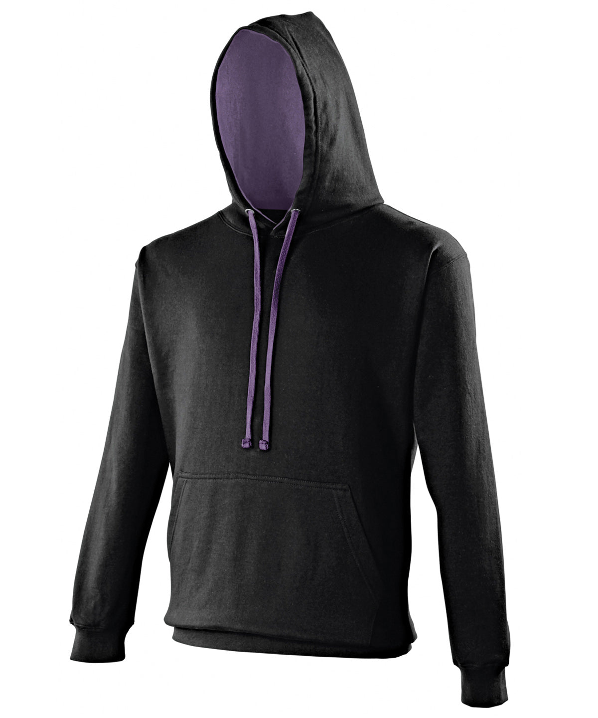 Sudadera con capucha estilo universitario | Negro Azabache/Morado