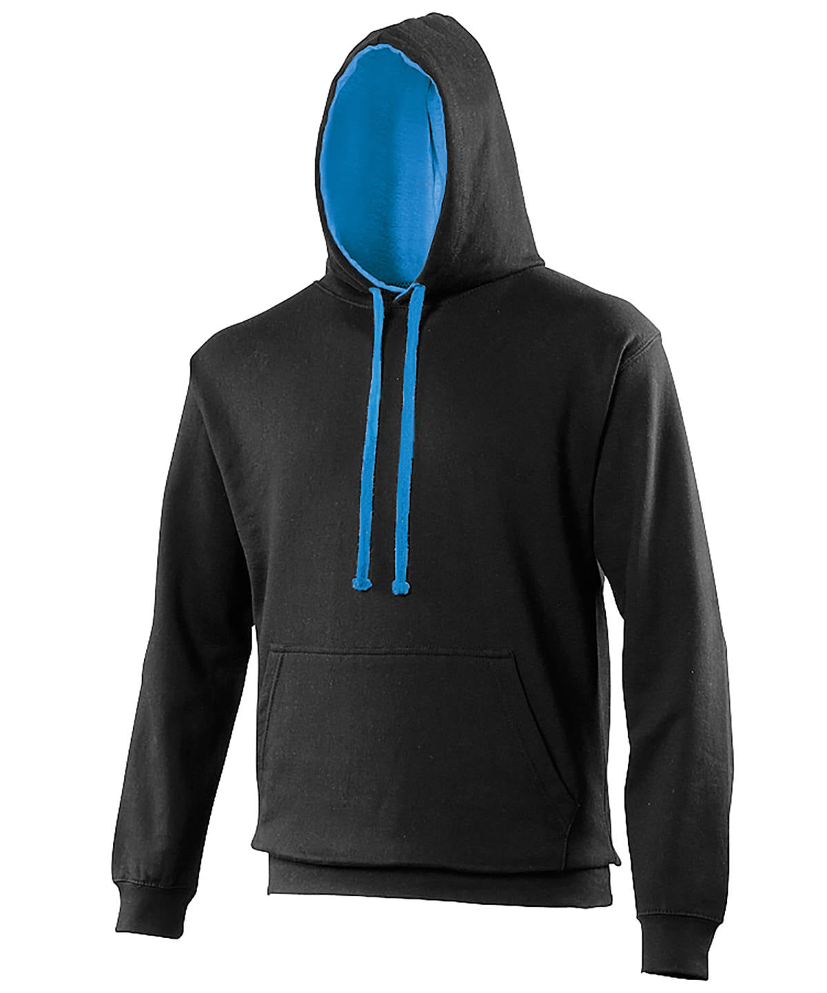 Sudadera con capucha estilo universitario | Negro Azabache/Azul Zafiro