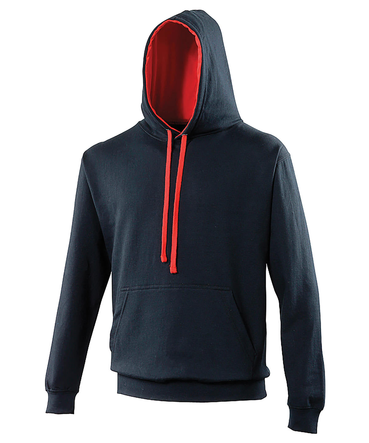 Sudadera con capucha estilo universitario | Azul Marino Francs/Rojo Fuego