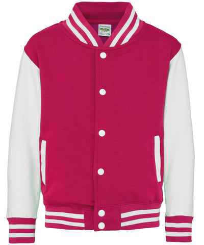 Veste universitaire pour enfant | Rose vif/blanc
