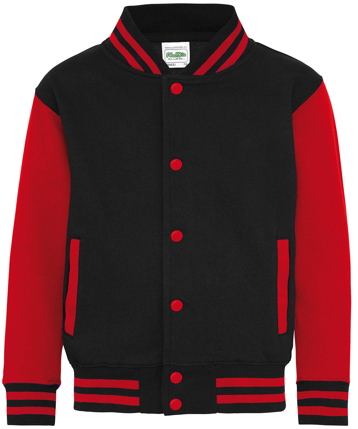 Chaqueta varsity para nios | Negro Intenso/Rojo Fuego - Carmes Intenso