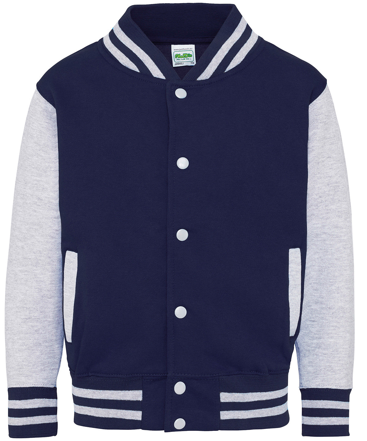 Chaqueta varsity para nios | Azul Marino Oxford/Gris Jaspeado