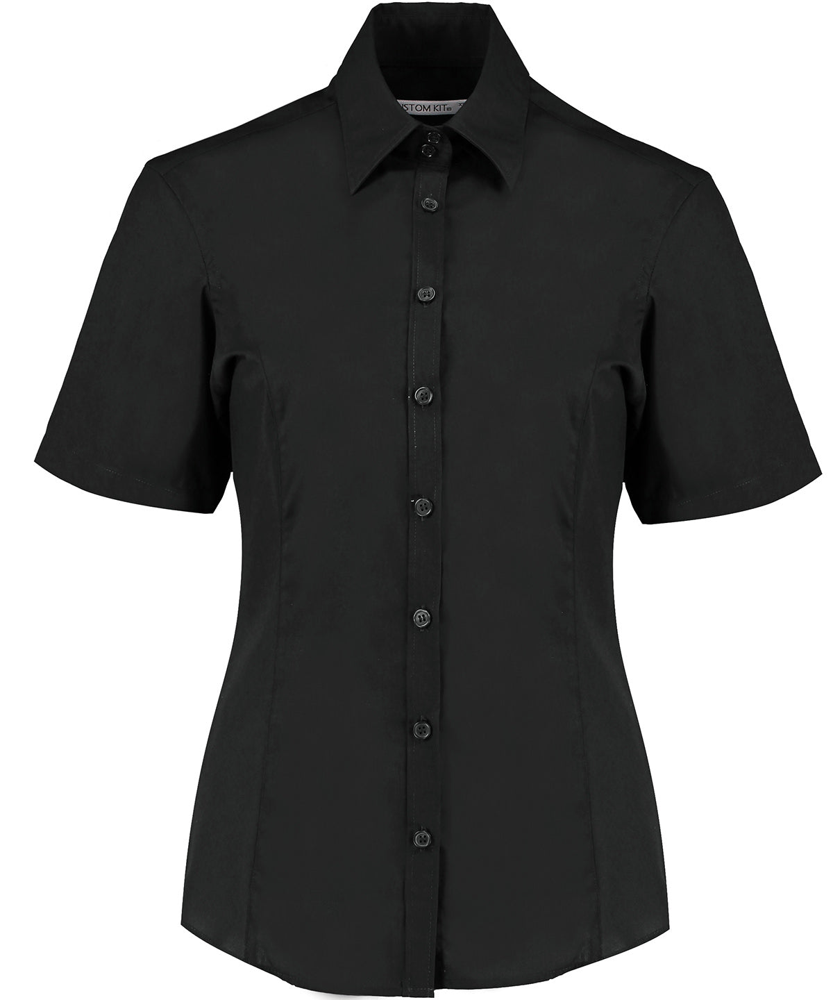 Blusa de negocios de manga corta (ajuste entallado) | Negro