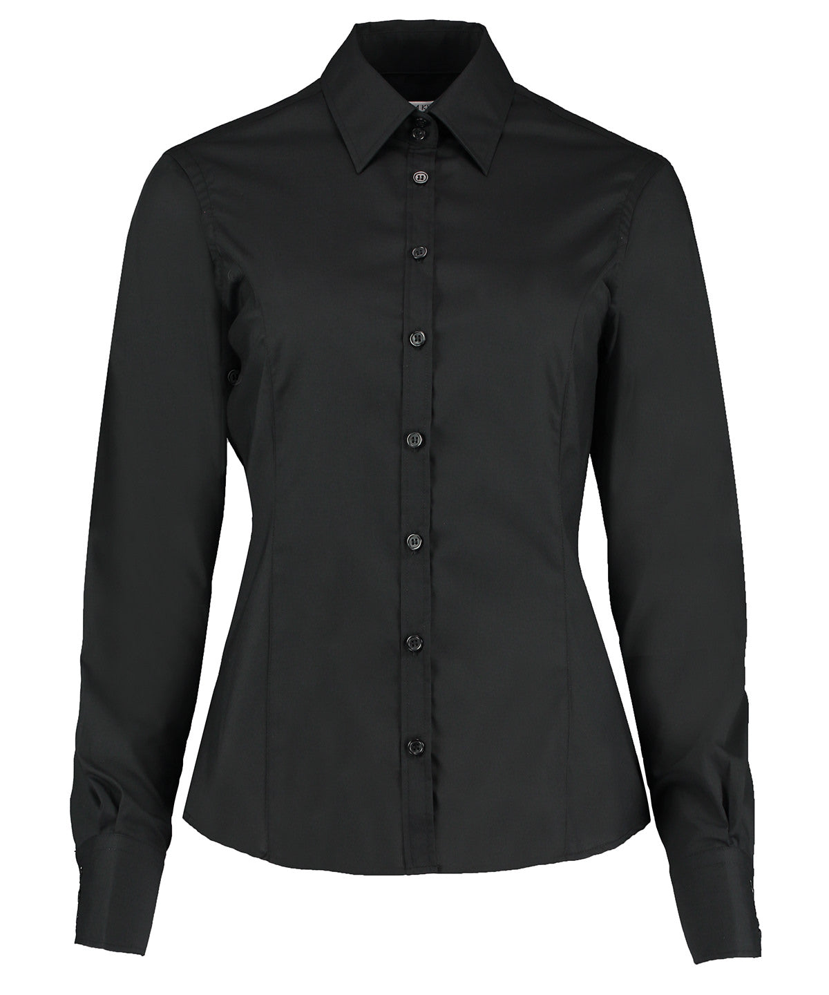 Blusa de negocios de manga larga (ajuste entallado) | Negro