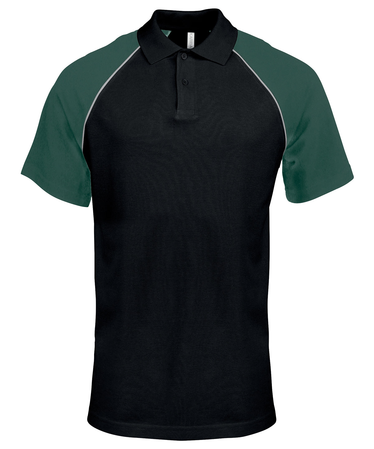 Camiseta polo de bisbol con contraste de polo | Negro/Gris Claro/Verde