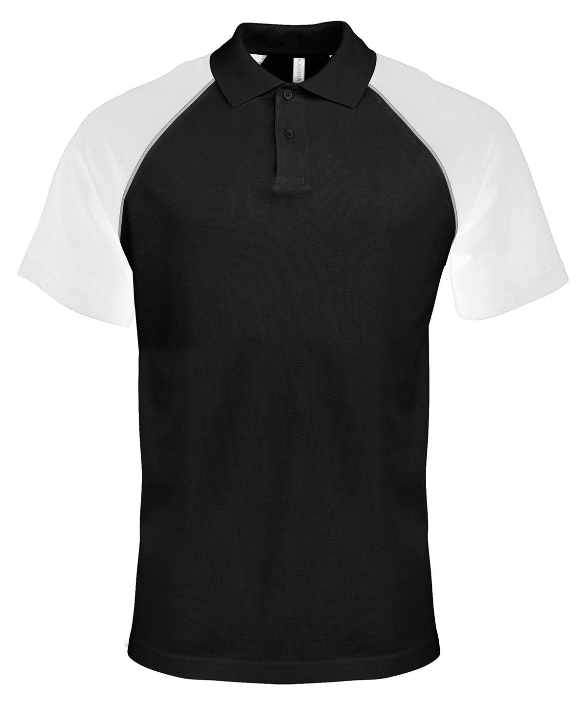 Camiseta polo de bisbol con contraste de polo | Negro/Gris Claro/Blanco
