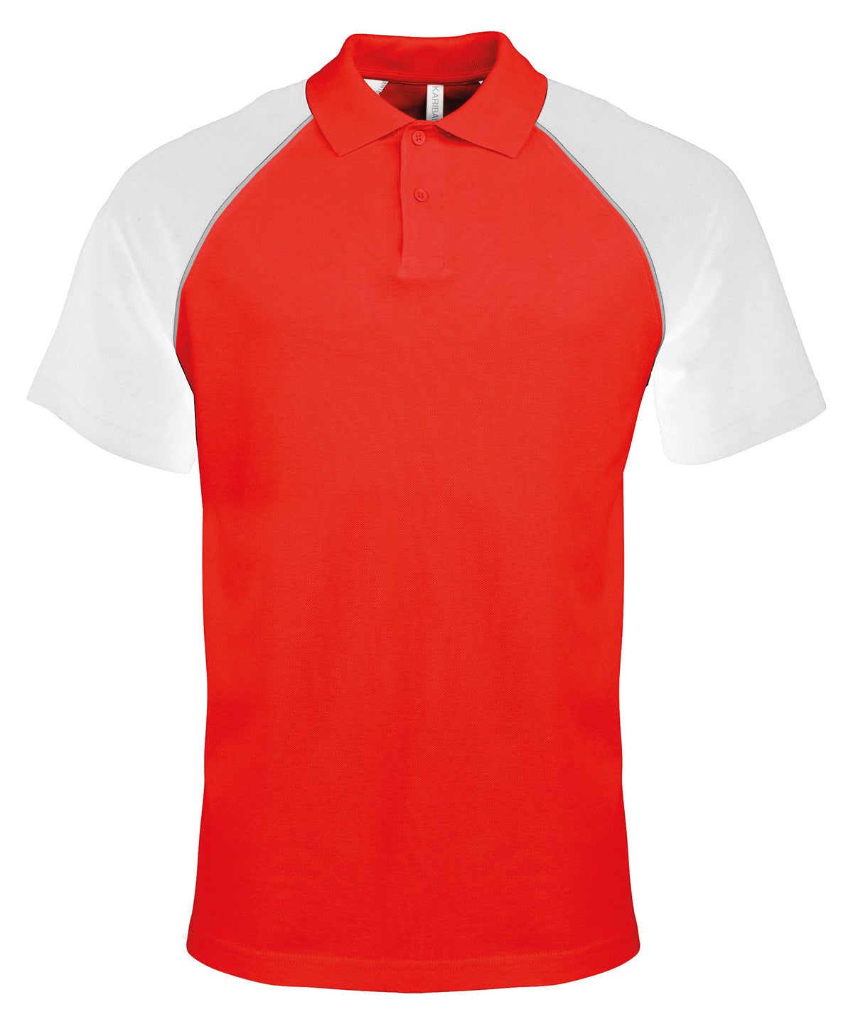 Camiseta polo de bisbol con contraste de polo | Rojo/Gris Claro/Blanco