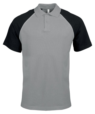 Camiseta polo de bisbol con contraste de polo | Gris Pizarra/Gris Claro/Negro