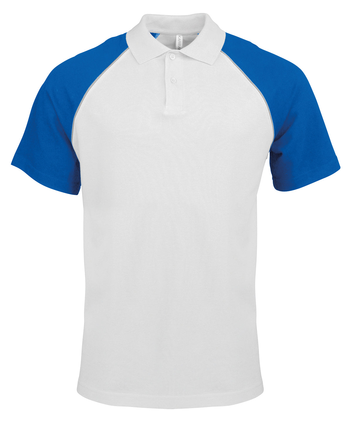 Camiseta polo de bisbol con contraste de polo | Blanco/Gris Claro/Azul Real
