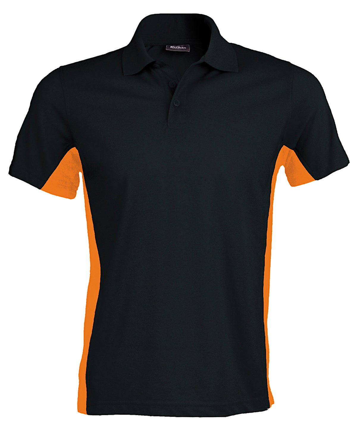 Camiseta polo de manga corta bicolor Flags | Negro/Naranja