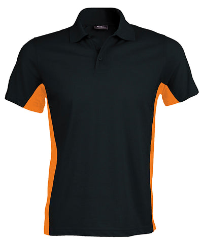 Camiseta polo de manga corta bicolor Flags | Negro/Naranja