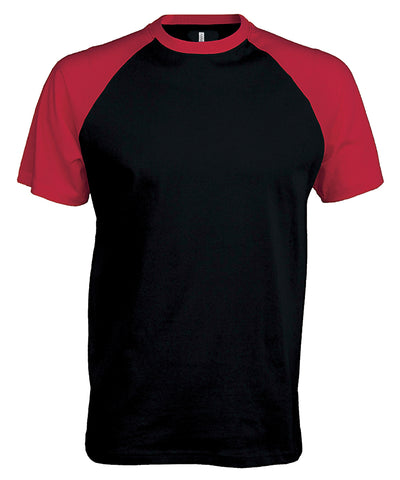 Camiseta de bisbol de manga corta de dos tonos | Negro/Rojo