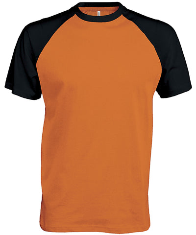 Camiseta de bisbol de manga corta de dos tonos | Naranja/Negro