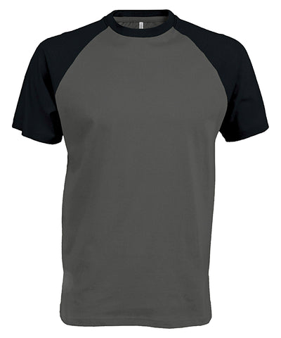 Camiseta de bisbol de manga corta de dos tonos | Gris Pizarra/Negro
