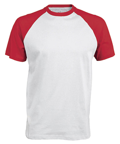 Camiseta de bisbol de manga corta de dos tonos | Blanco/Rojo
