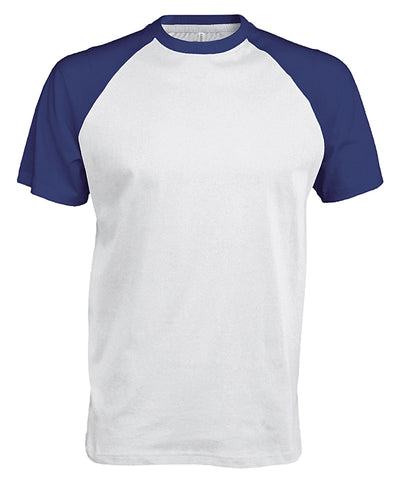 Camiseta de bisbol de manga corta de dos tonos | Blanco/Azul Royal