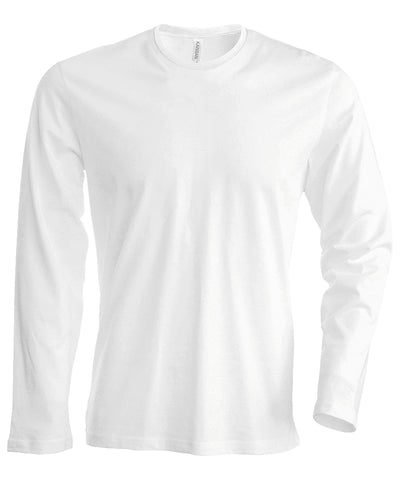 Camiseta de manga larga de cuello redondo para hombre | Blanco