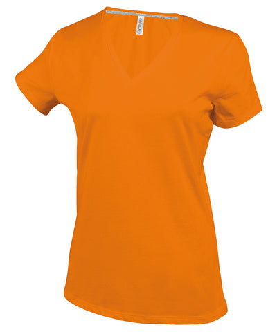Camiseta de manga courte avec cuello en V para mujer | Naranja