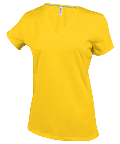 Camiseta de manga courte avec cuello en V para mujer | Amarillo