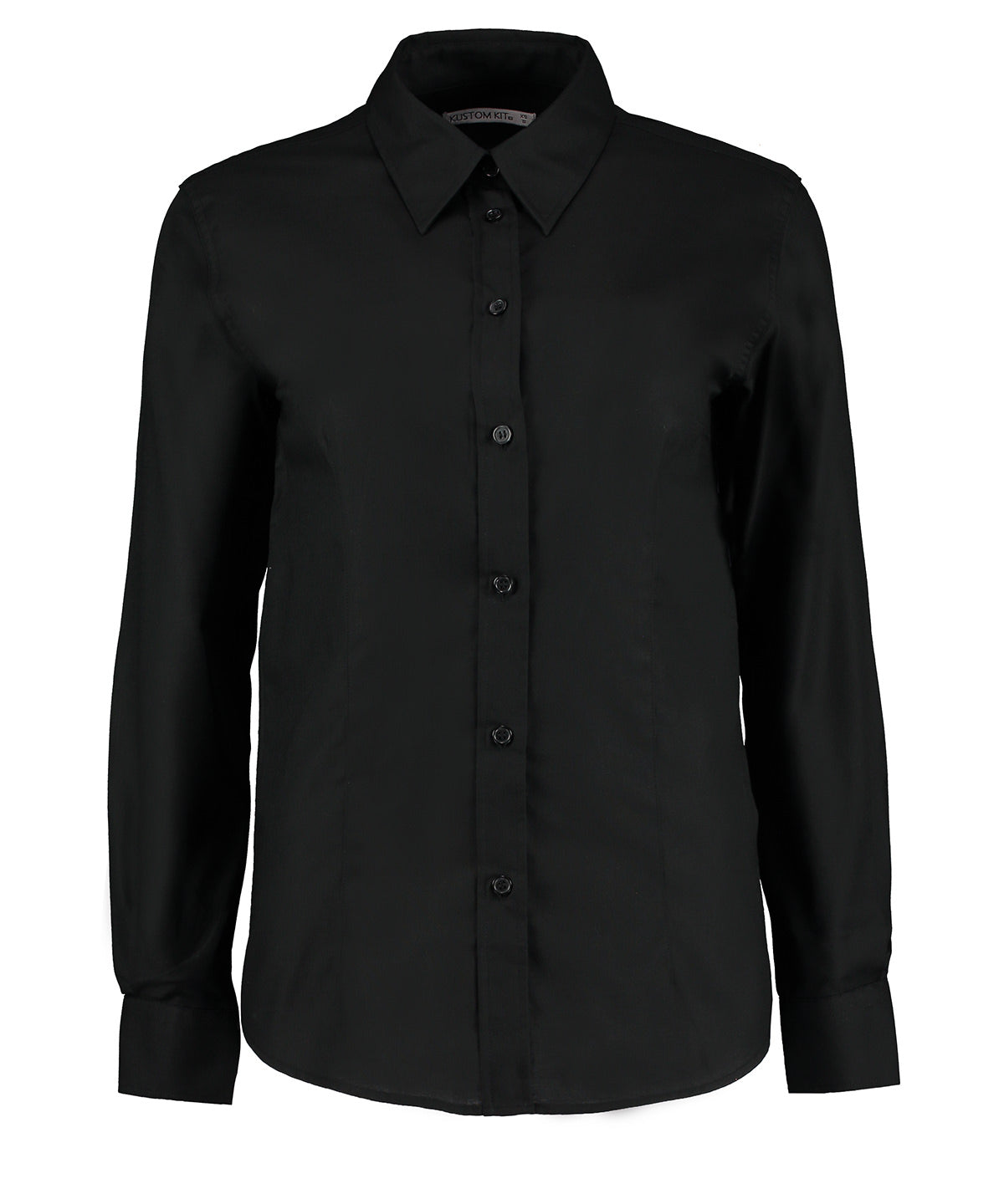 Blusa Oxford de mujer para el trabajo de manga larga (ajuste entallado) | Negro - Carbn