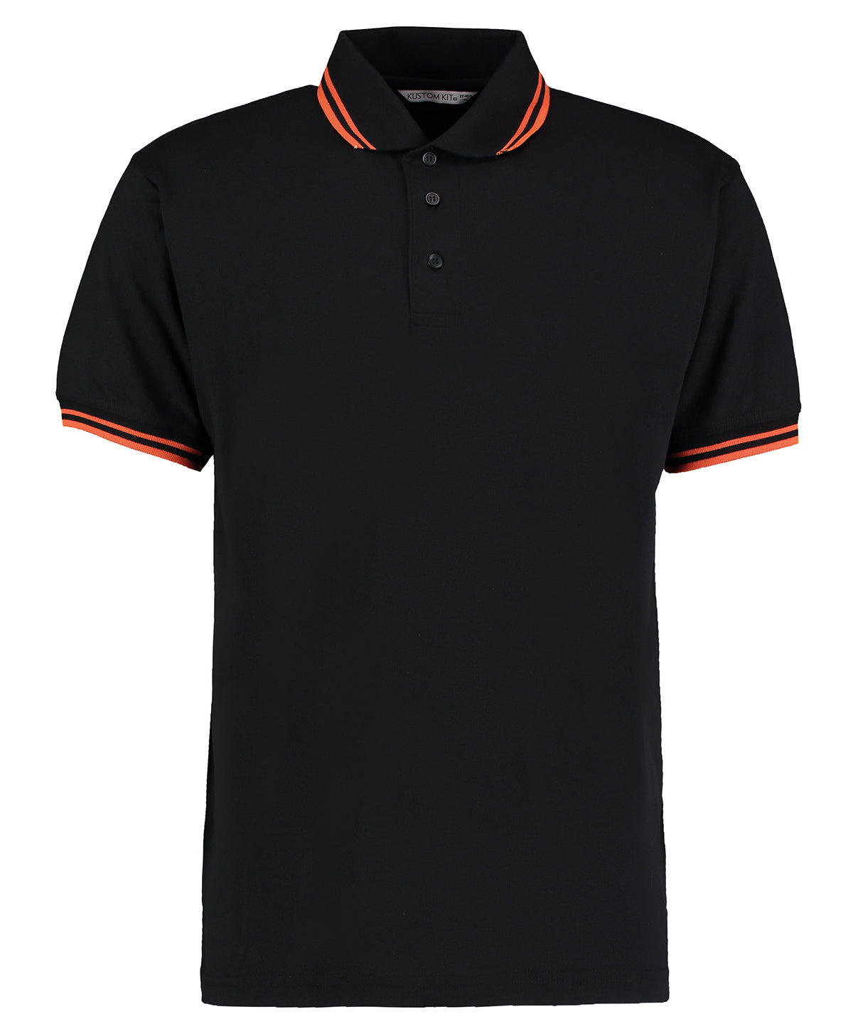 Polo de cuello con ribete (corte clsico) | Negro/Naranja