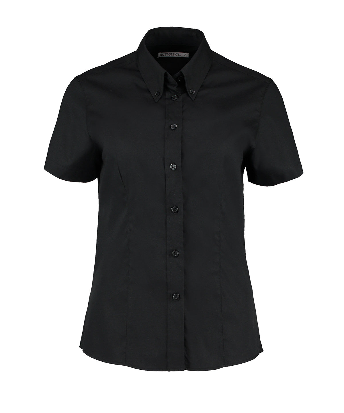 Blusa Oxford corporativa de mujer de manga corta (ajuste entallado) | Negro