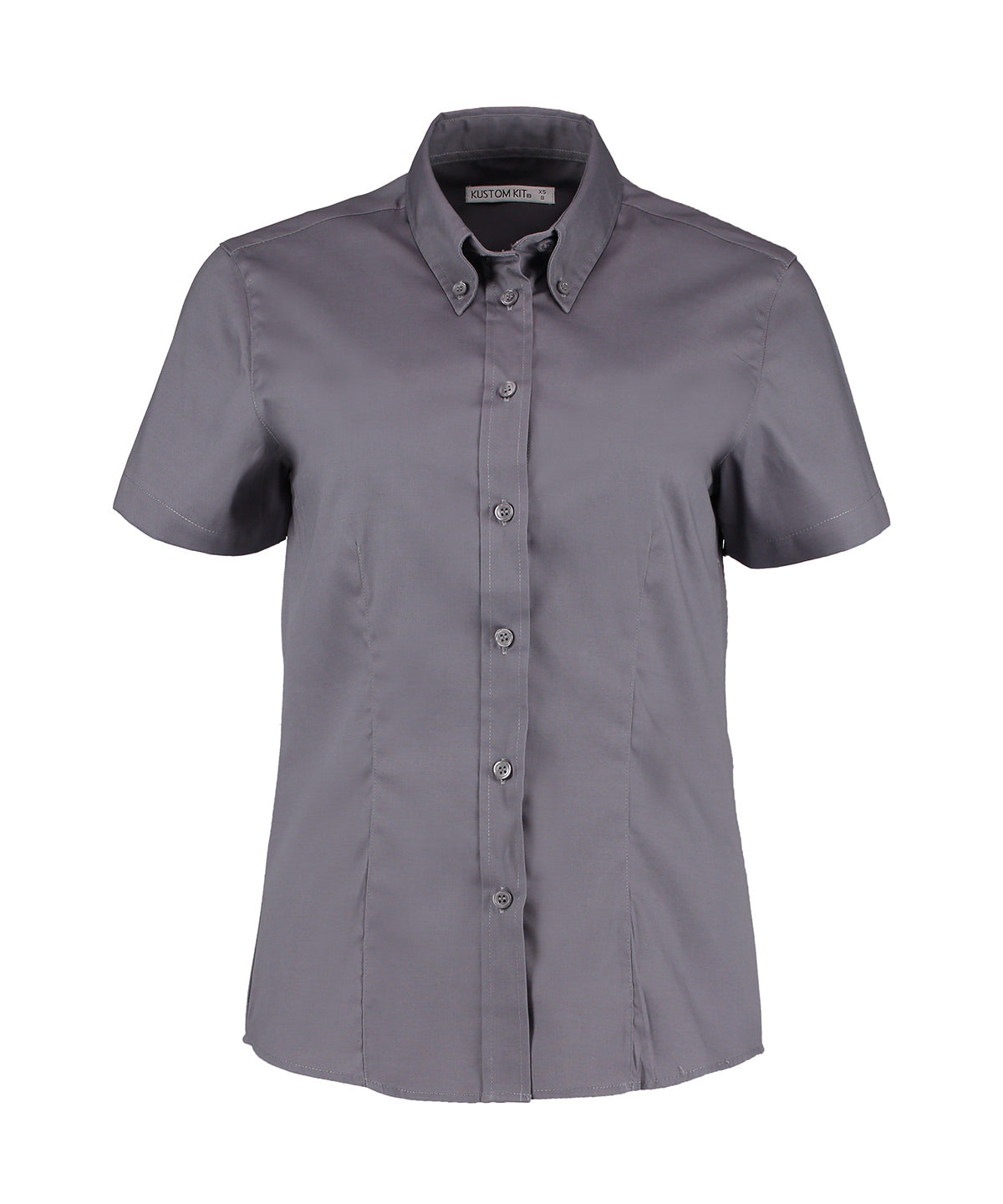 Blusa Oxford corporativa de mujer de manga corta (ajuste entallado) | Gris Antracita