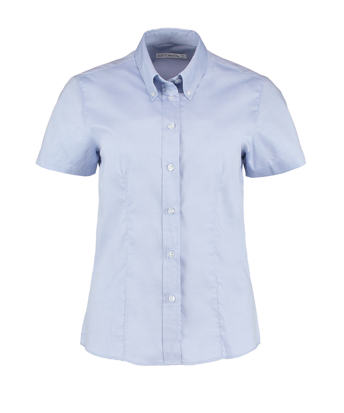 Blusa Oxford corporativa de mujer de manga corta (ajuste entallado) | Azul Claro