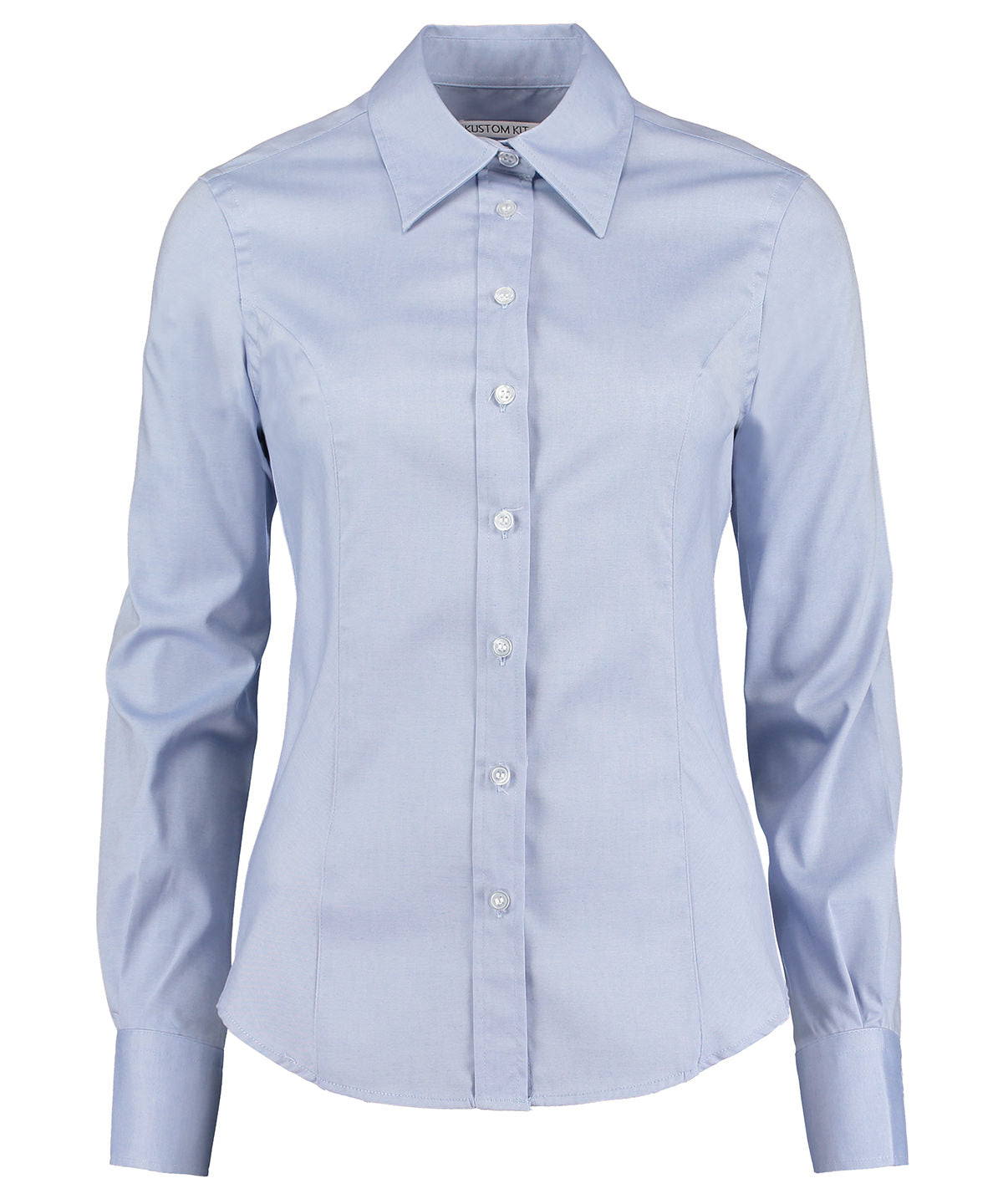 Blusa Oxford de mujer para empresa de manga larga (ajuste entallado) | Azul Claro