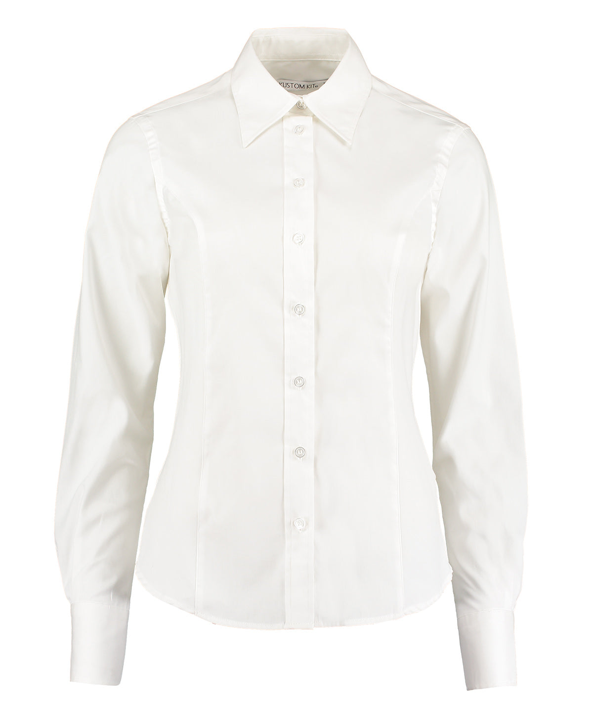 Blusa Oxford de mujer para empresa de manga larga (ajuste entallado) | Blanco