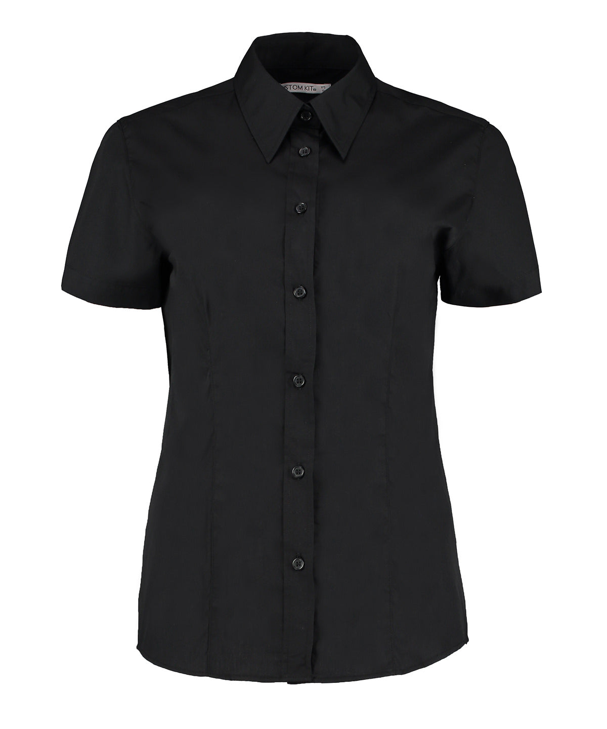 Blusa de manga corta para mujer para el trabajo (corte clsico) | Negro - Carbn
