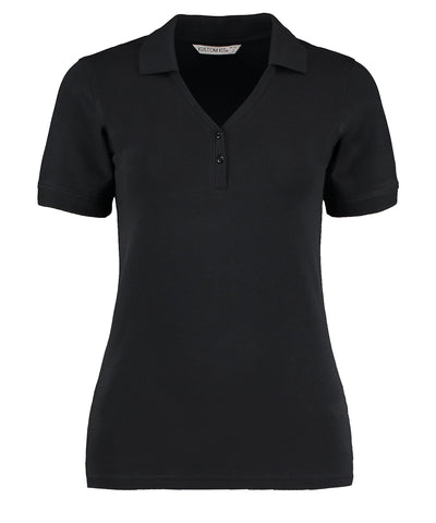 Polo Sophia de escote en V (corte regular) | Negro - Carbn