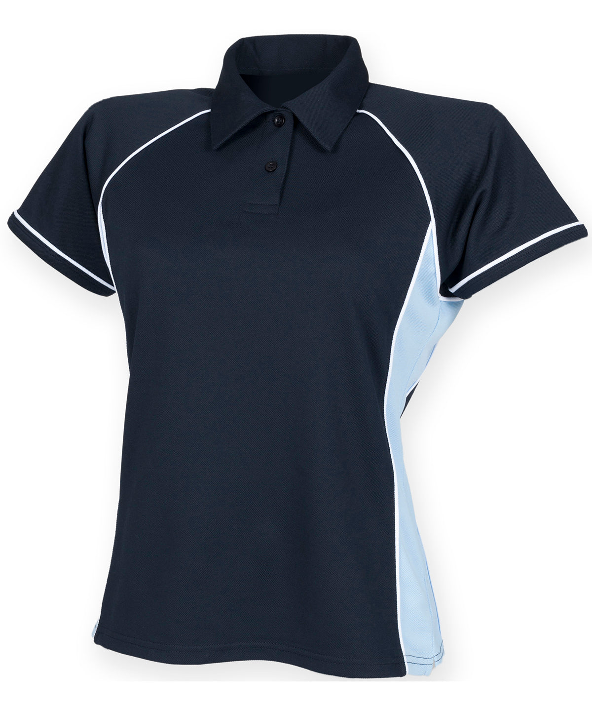 Polo de rendimiento con ribete para mujer | Azul Marino/Celeste/Blanco