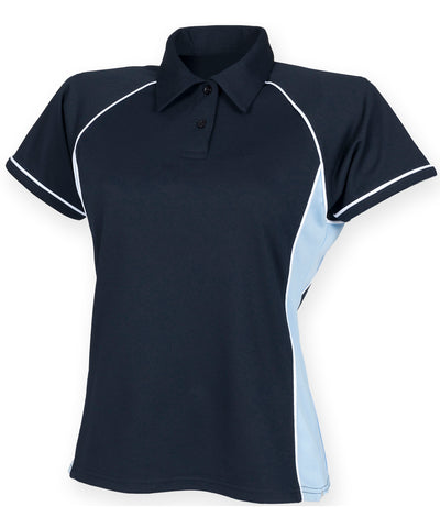 Polo de rendimiento con ribete para mujer | Azul Marino/Celeste/Blanco