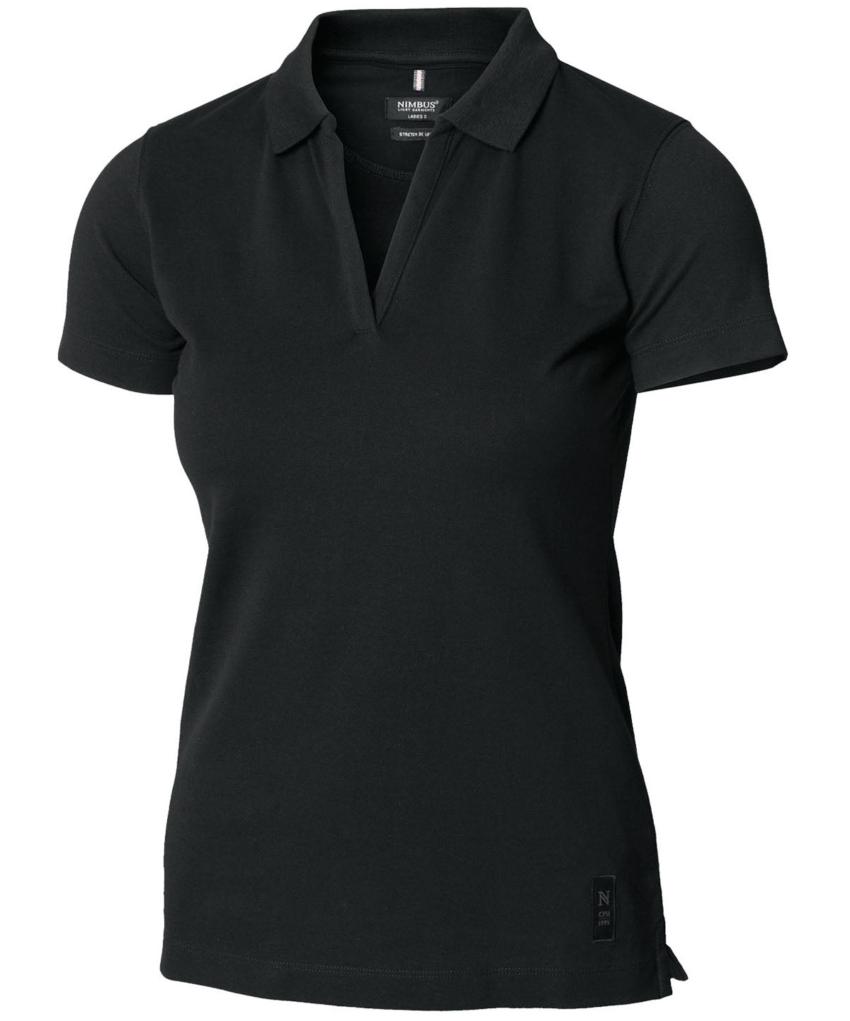 Polo de lujo Harvard con cuello en V elstico para mujer | Negro
