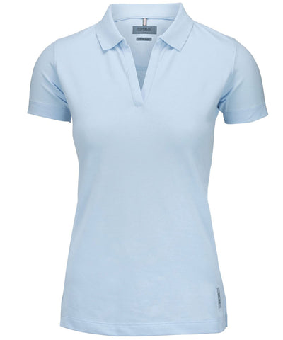 Polo de lujo Harvard con cuello en V elstico para mujer | Azul Cielo