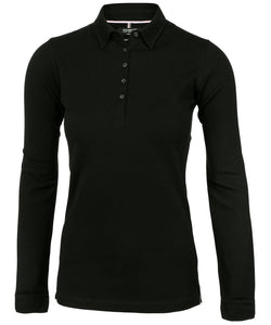 Polo de manga larga deluxe para mujer Carlington | Negro