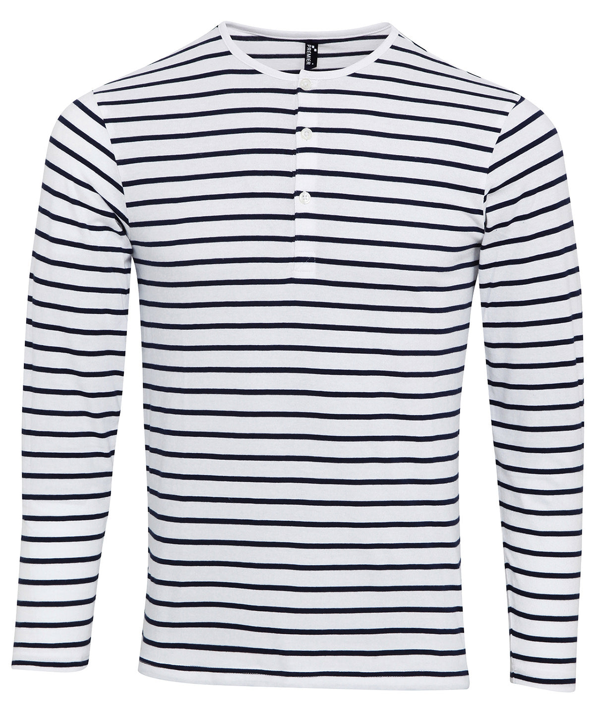 Camiseta de manga larga con mangas enrolladas | Blanco/Marino