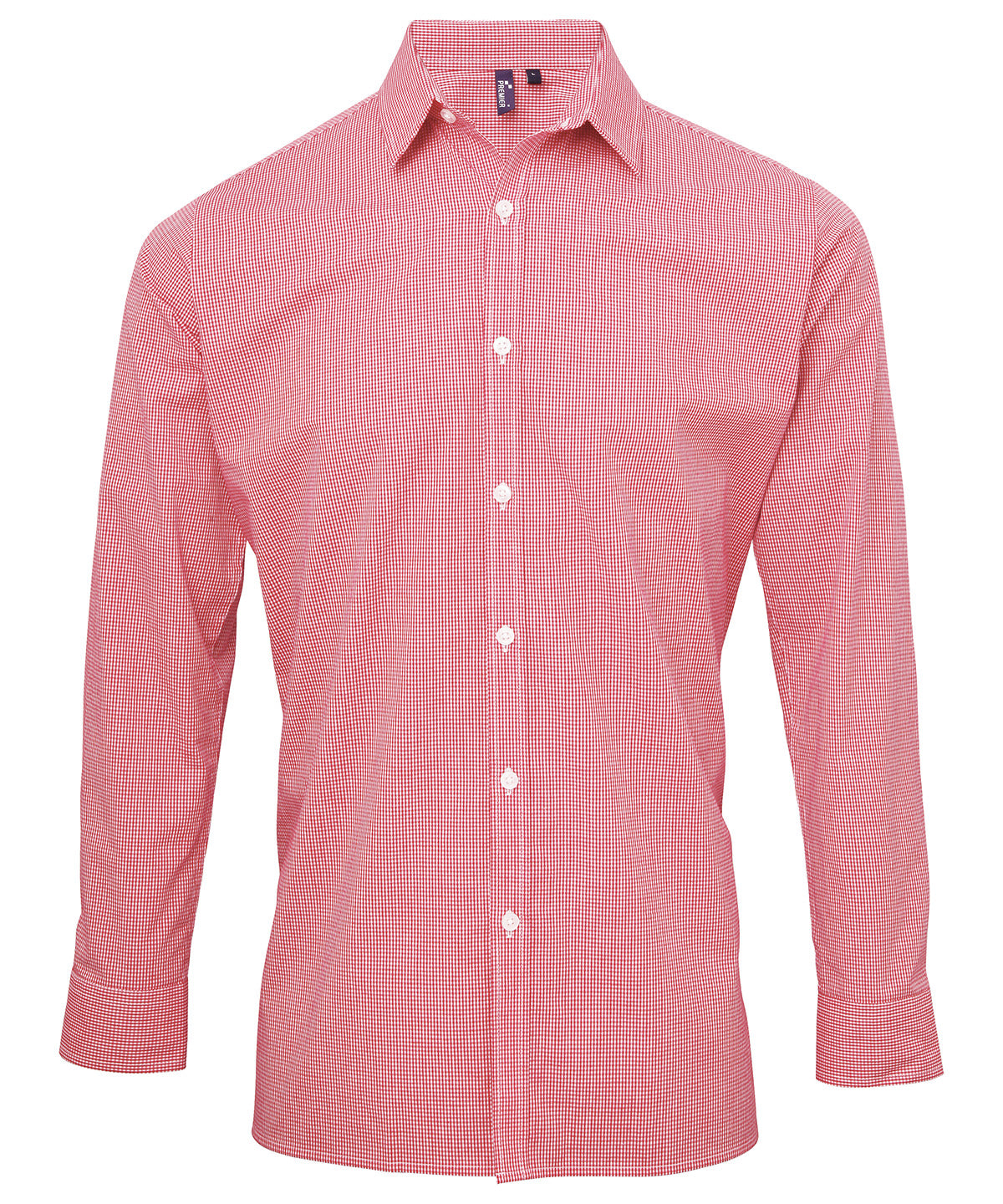 Camisa de algodn de manga larga Microcheck (Gingham) | Rojo/Blanco